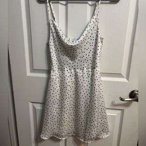 Lulus White Polka Dot Cowl Neck Mini Dress